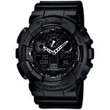 Ρολόι χρονογράφος Casio G-Shock GA-100-1A1ER που συνδυάζει μαύρο καουτσούκ λουράκι και μαύρο καντράν μεγέθους 51mm.