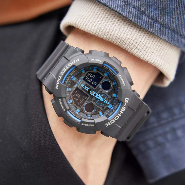 Ρολόι Χρονογράφος Casio G-Shock GA-100-1A2ER Με Μαύρο Καουτσούκ Λουράκι