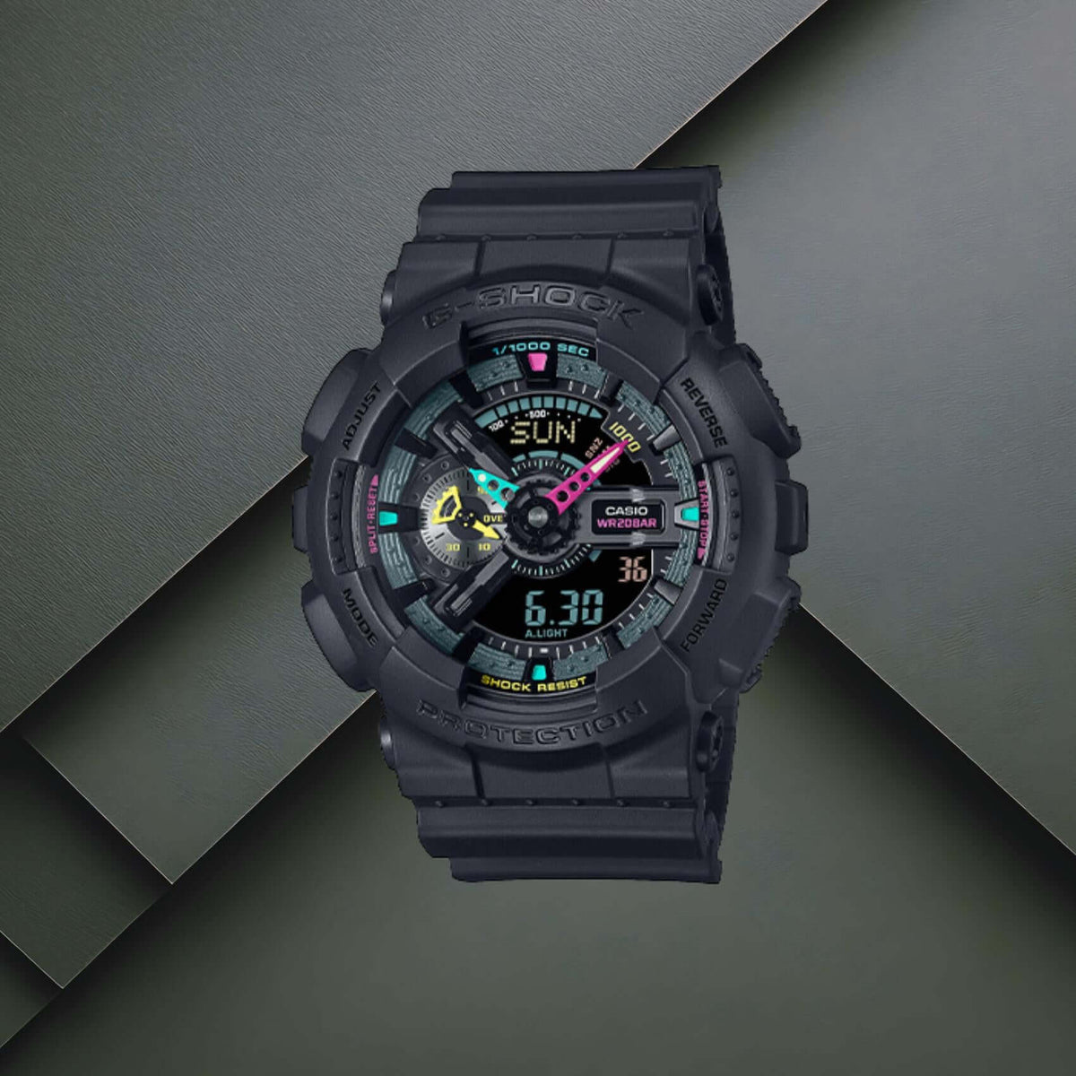 Ανδρικό ρολόι Casio G-Shock GA-110MF-1AER με μαύρο καουτσούκ λουράκι και μαύρο καντράν