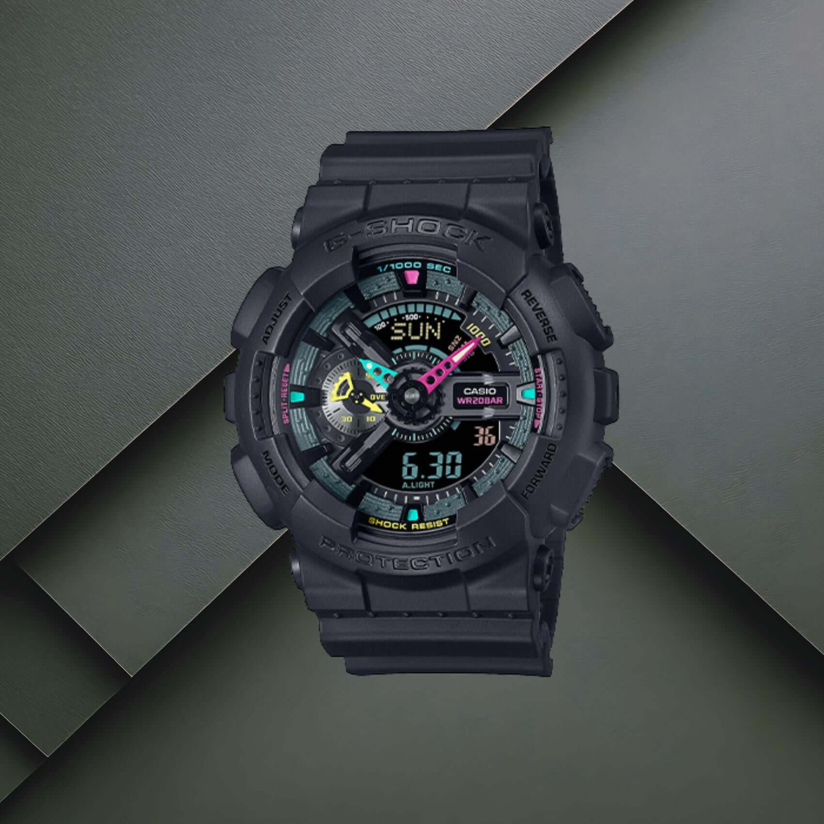 Ανδρικό ρολόι Casio G-Shock GA-110MF-1AER με μαύρο καουτσούκ λουράκι και μαύρο καντράν
