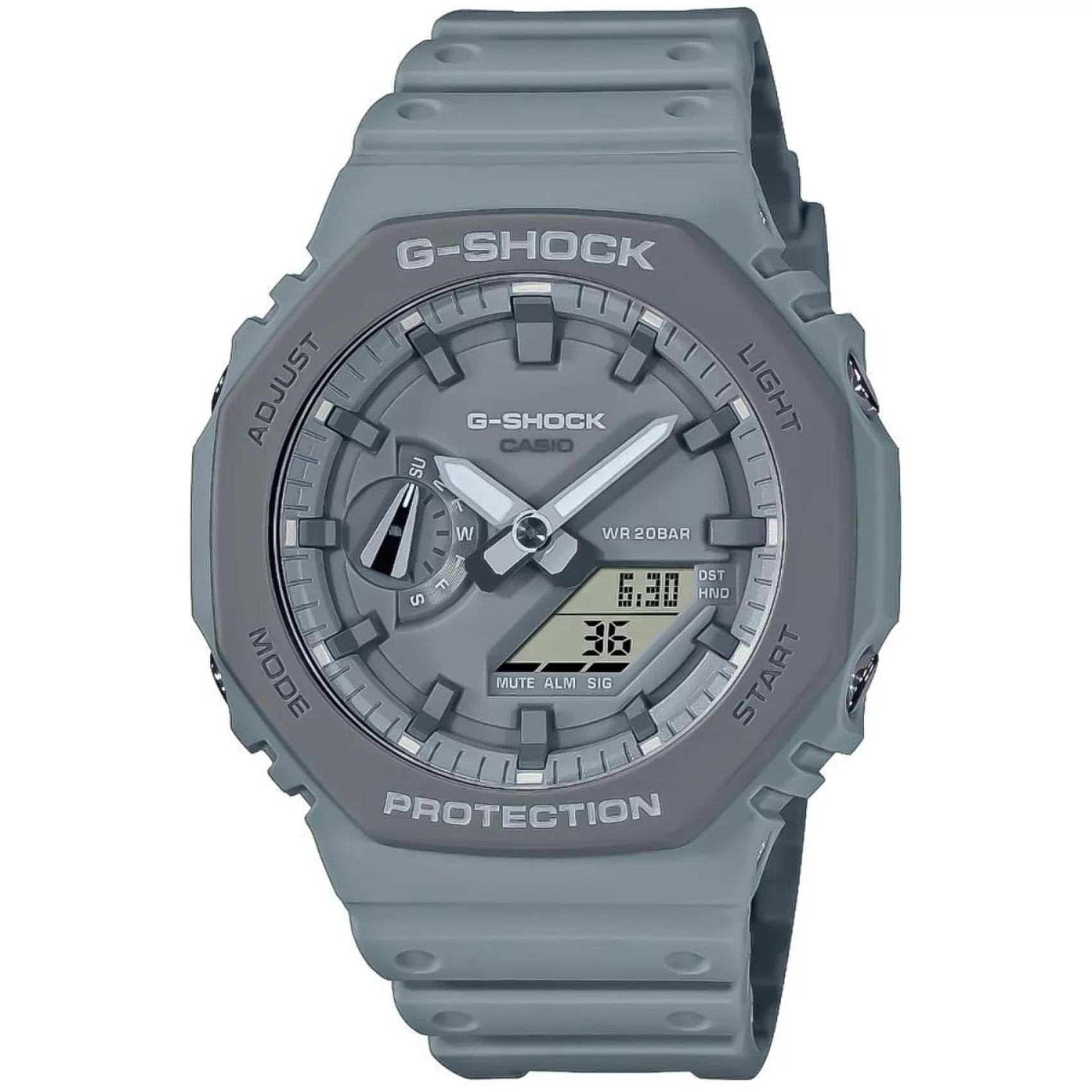 Ρολόι χρονογράφος Casio G-Shock GA-2110ET-8AER με γκρι καουτσούκ λουράκι, γκρι καντράν μεγέθους 45.4mm anadigi κατάλληλο για καταδύσεις.