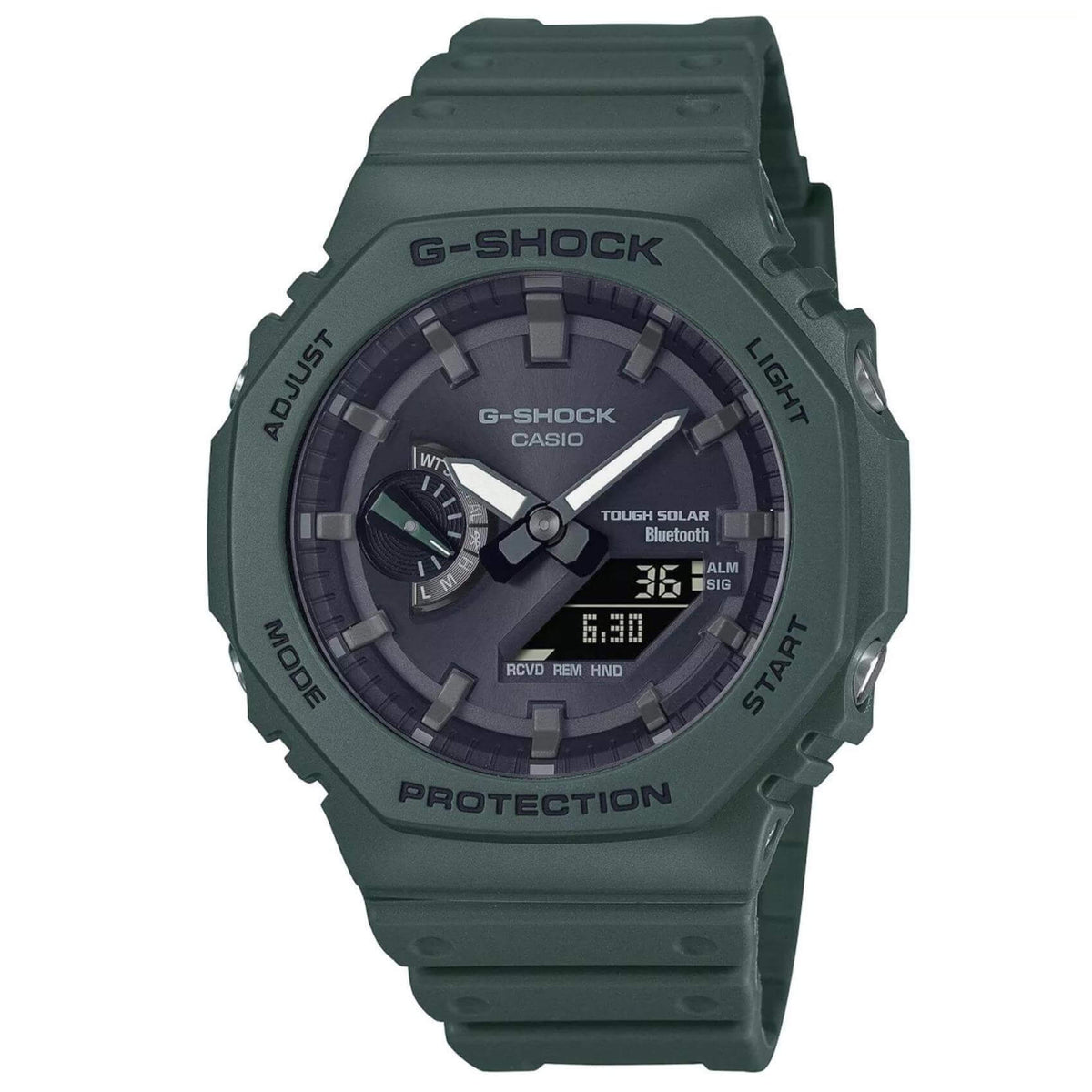 Ρολόι Casio G-Shock GA-B2100-3AER Solar με πράσινο καουτσούκ λουράκι και μαύρο καντράν διαμέτρου 48,5mm σε οκτάγωνο σχημα