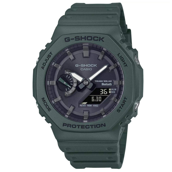 Ρολόι Casio G-Shock GA-B2100-3AER Solar με πράσινο καουτσούκ λουράκι και μαύρο καντράν διαμέτρου 48,5mm σε οκτάγωνο σχημα