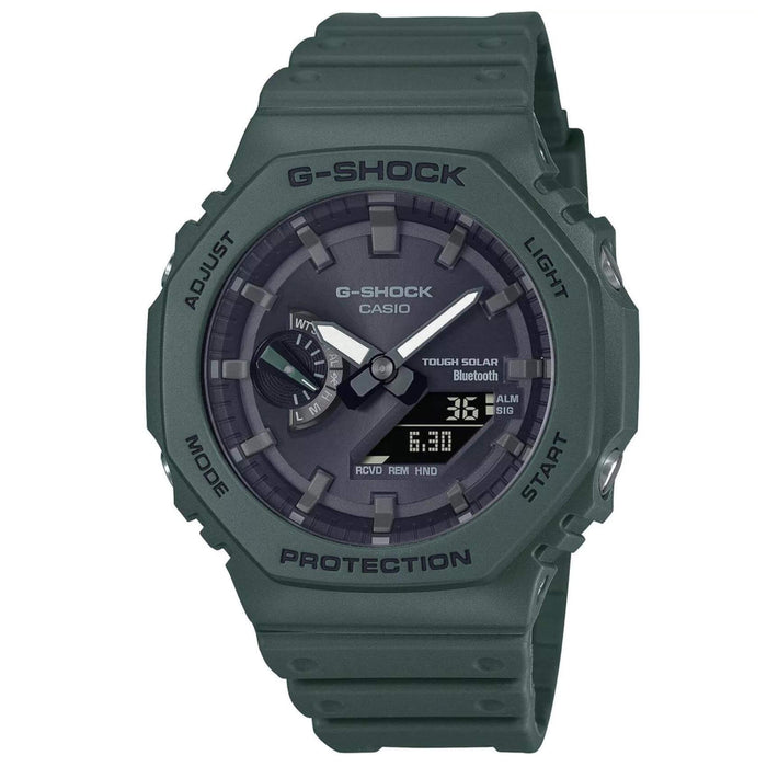 Ρολόι Casio G-Shock GA-B2100-3AER Solar με πράσινο καουτσούκ λουράκι και μαύρο καντράν διαμέτρου 48,5mm σε οκτάγωνο σχημα