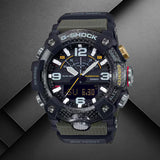 Ανδρικό ρολόι Casio G-SHOCK GG-B100-1A3ER με χακί καουτσούκ λουράκι και μαύρο καντράν.