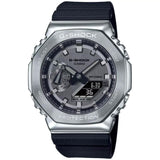 Ρολόι χρονογράφος Casio G-Shock GM-2100-1AER με μαύρο καουτσούκ λουράκι, γκρι καντράν μεγέθους 44.4mm anadigi κατάλληλο για καταδύσεις.