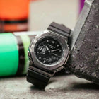 Ρολόι Χρονογράφος Casio G-Shock GM-2100BB-1AER Με Μαύρο Καουτσούκ Λουράκι