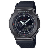Ρολόι χρονογράφος Casio G-Shock GM-2100CB-1AER με μαύρο υφασμάτινο λουράκι, μαύρο καντράν μεγέθους 44.4mm anadigi κατάλληλο για καταδύσεις.