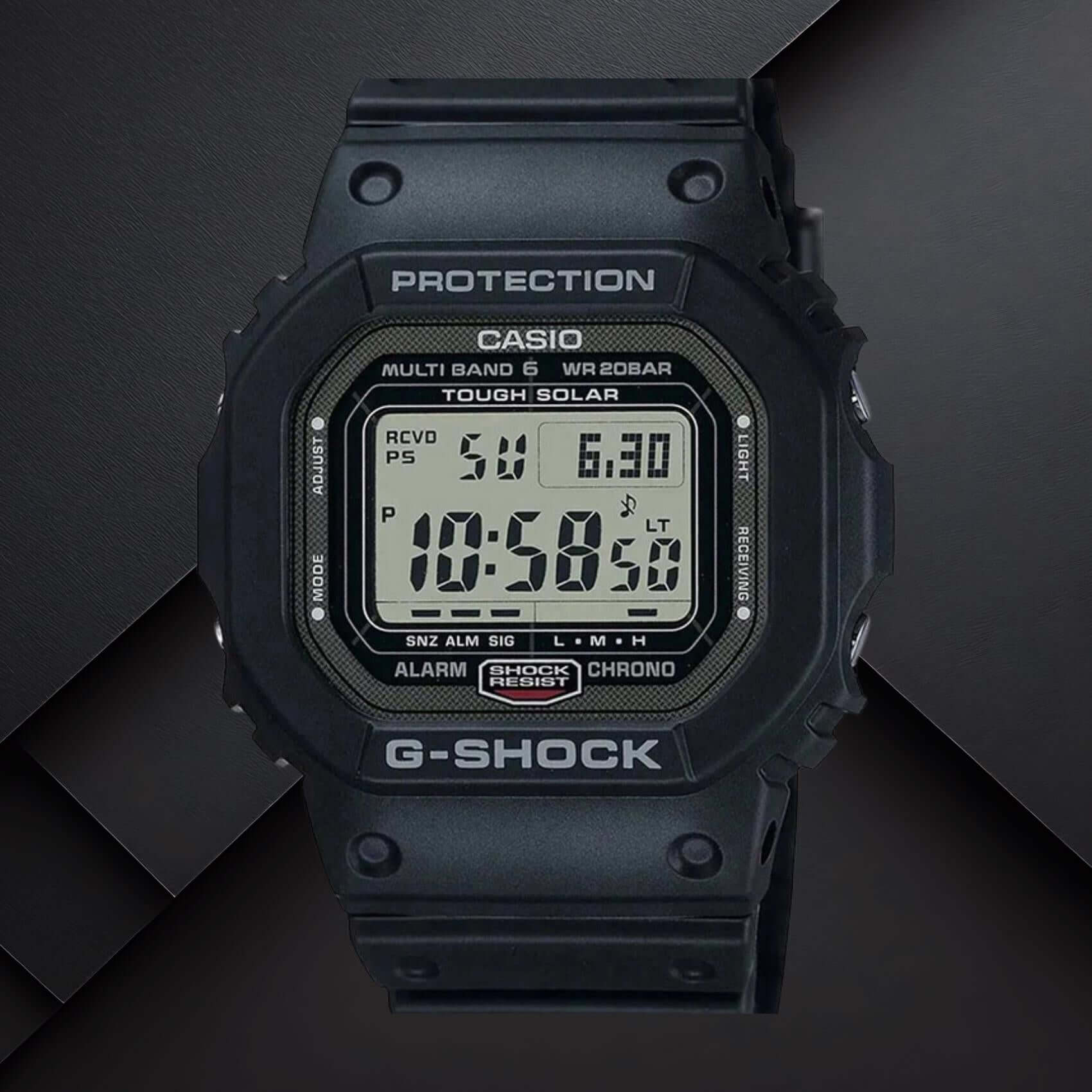 Ανδρικό ρολόι Casio G-SHOCK GW-5000U-1ER με μαύρο καουτσούκ λουράκι και μαύρο ψηφιακό καντράν. 
