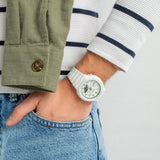 Ρολόι χρονογράφος Casio G-Shock GMA-S2100-7AER με λευκό καουτσούκ λουράκι, λευκό καντράν σε οκτάγωνο σχημα με ψηφιακή ένδειξη και στεγανότητα 20ATM-200Μ.