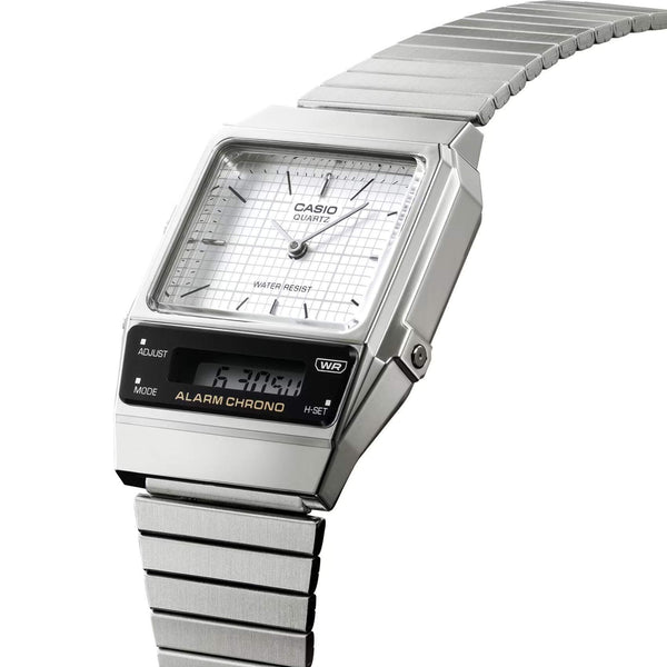 Τετράγωνο Ρολόι Casio Vintage AQ-800E-7AEF Με Ασημί Μπρασελέ