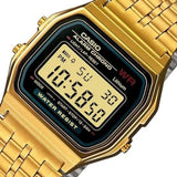 Ρολόι Casio Vintage Iconic A-159WGEA-1EF με χρυσό μπρασελέ και ψηφιακή ένδειξη.