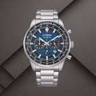 Ρολόι Citizen Eco-Drive CA4500-91L με Ασημί Μπρασελέ και Μπλε Καντράν