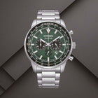 Ρολόι Citizen Eco-Drive CA4500-91X με Ασημί Μπρασελέ και Πράσινο Καντράν