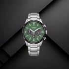 Ρολόι Citizen Eco-Drive CA4624-56X με Ασημί Μπρασελέ και Πράσινο Καντράν