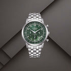 Ρολόι Citizen Eco-Drive CA4630-53X με Ασημί Μπρασελέ και Πράσινο Καντράν