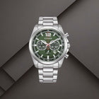 Ρολόι Citizen Eco-Drive CA4640-50X με Ασημί Μπρασελέ και Πράσινο Καντράν