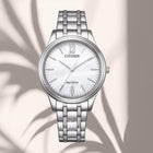 Γυναικείο Ρολόι Citizen Elegance EM0411-71A με Ασημί Μπρασελέ & Λευκό Καντράν