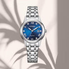 Γυναικείο Ρολόι Citizen Elegance FE1240-81L με Ασημί Μπρασελέ & Μπλε Καντράν
