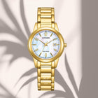 Γυναικείο Ρολόι Citizen Elegance FE1242-78D με Χρυσό Μπρασελέ & Λευκό Καντράν