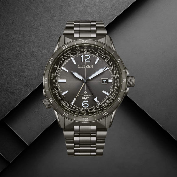 Αυτόματο Ρολόι Citizen Promaster Mechanical GMT NB6045-51H Με Γκρι Μπρασελέ