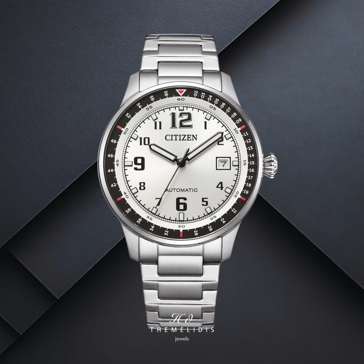 Ανδρικό ρολόι Citizen Automatic NJ0190-51A με ασημί καντράν 40mm, αυτόματο open back μηχανισμό και ασημί μπρασελέ