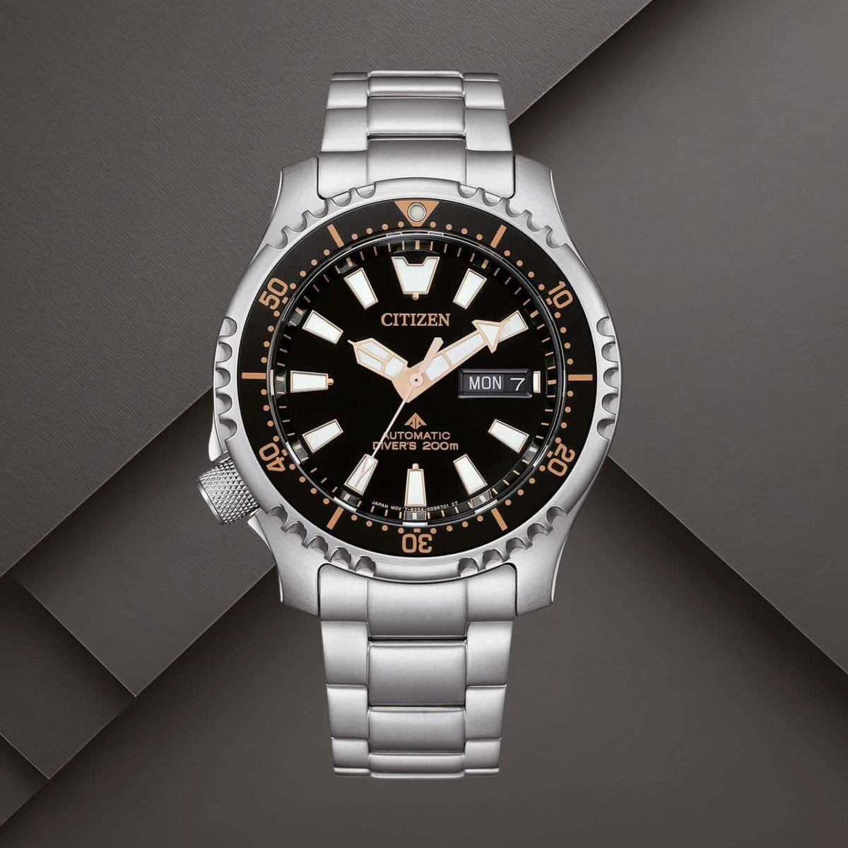 Citizen NY0160-66EE ανδρικό ρολόι Promaster Marine Limited Edition με ασημί ατσάλινο μπρασελέ, μαύρο καντράν 42mm και περιστρεφόμενη στεφάνη.