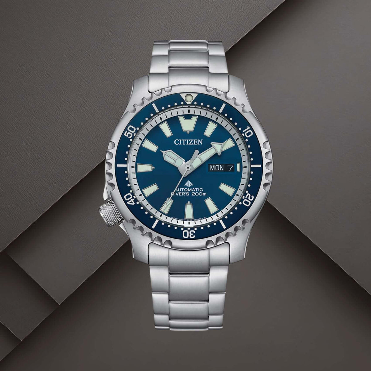 Citizen NY0161-63LE ανδρικό ρολόι Promaster Marine Limited Edition με ασημί ατσάλινο μπρασελέ, μπλε καντράν 42mm και περιστρεφόμενη στεφάνη.
