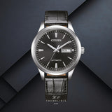 Ανδρικό ρολόι Citizen Automatic NY4058-01EE με μαύρο καντράν 40mm, αυτόματο open back μηχανισμό και μαύρο λουράκι
