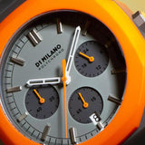 Ρολόι D1 Milano Black Blast D1-PHBJ01 χρονογράφος με ανθρακί ατσάλινο μπρασελέ και γκρι-πορτοκαλί καντράν 40.5mm με οκτάγωνο σχήμα.
