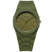 Αντρικό ρολόι D1 Milano Military Green D1-PCBJ22 με χακί polycarbonate μπρασελέ και χακί καντράν 40.5mm με οκτάγωνο σχήμα.