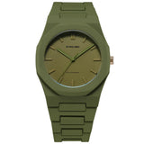 Αντρικό ρολόι D1 Milano Military Green D1-PCBJ22 με χακί polycarbonate μπρασελέ και χακί καντράν 40.5mm με οκτάγωνο σχήμα.
