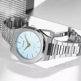 Γυναικείο ρολόι D1 Milano Ultra Thin Dusk D1-UTBL17 με ασημί ατσάλινο μπρασελέ και γαλάζιο καντράν 34mm με οκτάγωνο σχήμα.