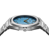 Γυναικείο ρολόι D1 Milano Ultra Thin Dusk D1-UTBL17 με ασημί ατσάλινο μπρασελέ και γαλάζιο καντράν 34mm με οκτάγωνο σχήμα.