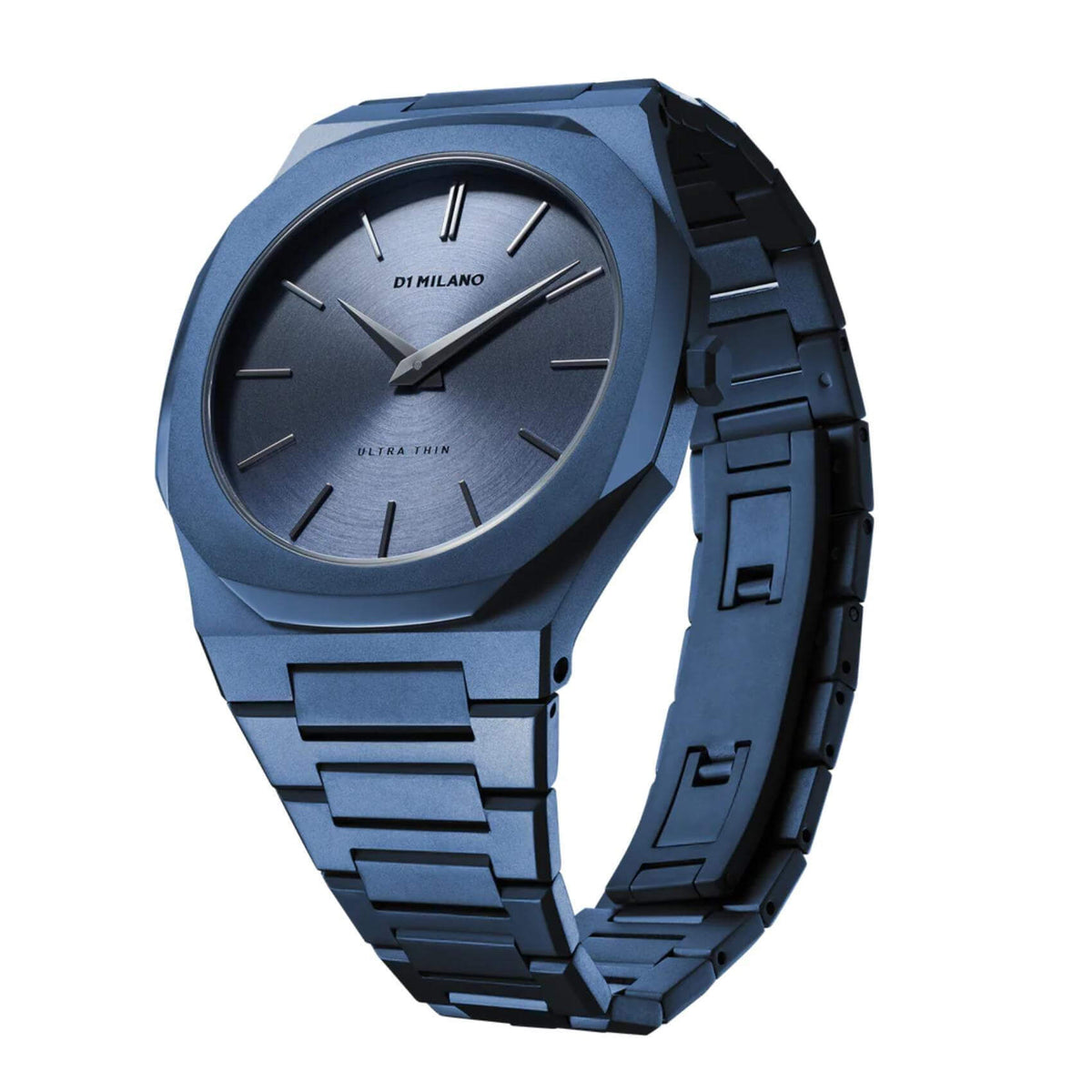 Αντρικό ρολόι D1 Milano Ultra Thin Midnight D1-UTBJ21 με μπλε ατσάλινο μπρασελέ και μπλε καντράν 40mm με οκτάγωνο σχήμα.