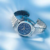 Αντρικό ρολόι D1 Milano Ultra Thin Olympic Blue D1-UTBJ35 με ασημί ατσάλινο μπρασελέ και μπλε καντράν 40mm με οκτάγωνο σχήμα.