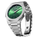 Γυναικείο ρολόι D1 Milano Ultra Thin Petite Moss D1-UTBL11 με ασημί ατσάλινο μπρασελέ και πράσινο καντράν 34mm με οκτάγωνο σχήμα.