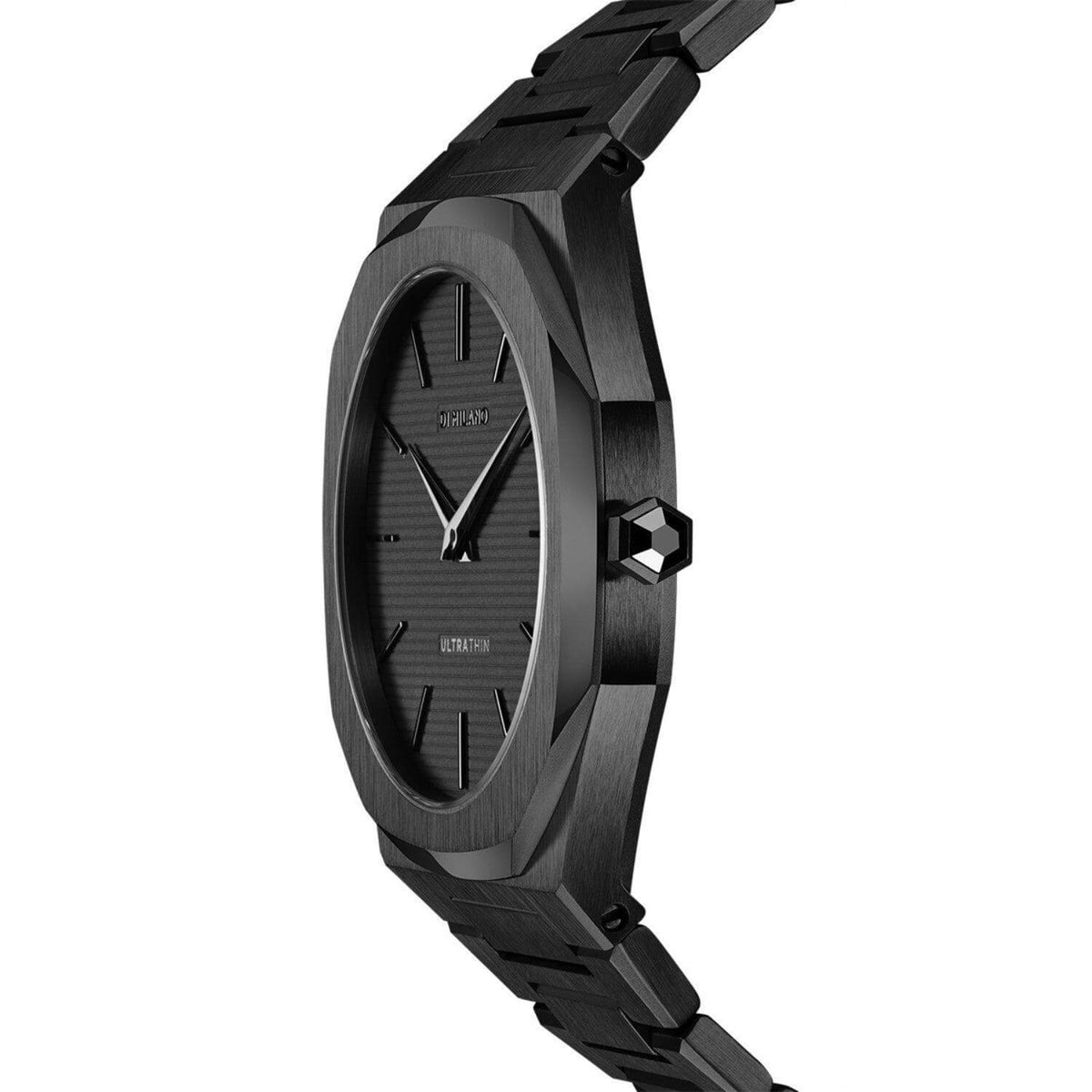 Ρολόι D1 Milano Shadow Ultra Thin D1-UTBJSH με μαύρο ατσάλινο μπρασελέ, μαύρο καντράν και οκτάγωνο στεφάνι με διάμετρο στα 40 mm αδιάβροχο στις 5ΑΤΜ-50Μ.