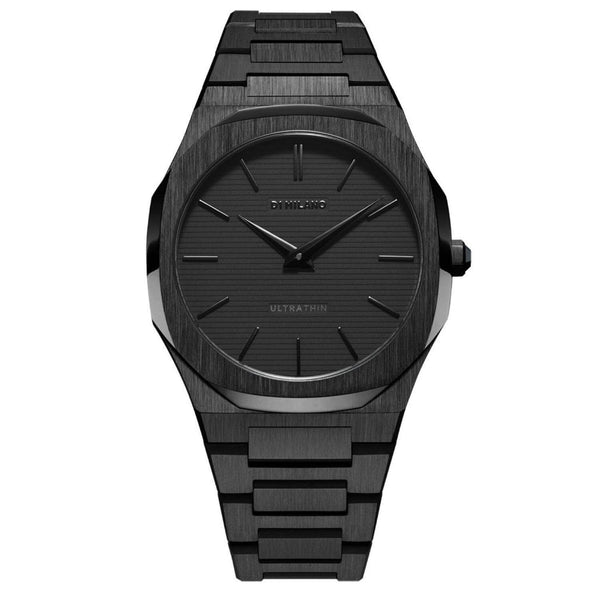 Ρολόι D1 Milano Shadow Ultra Thin D1-UTBJSH με μαύρο ατσάλινο μπρασελέ, μαύρο καντράν και οκτάγωνο στεφάνι με διάμετρο στα 40 mm αδιάβροχο στις 5ΑΤΜ-50Μ.