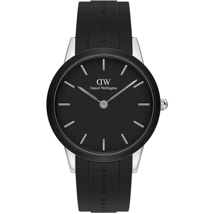 Ρολόι Daniel Wellington Iconic Motion DW00100436 με μαύρο καουτσούκ λουράκι, μαύρο καντραν, μηχανισμό μπαταρίας και στρογγυλό στεφάνι διαμέτρου 40mm αδιάβροχο στις 10ΑΤΜ-100Μ.