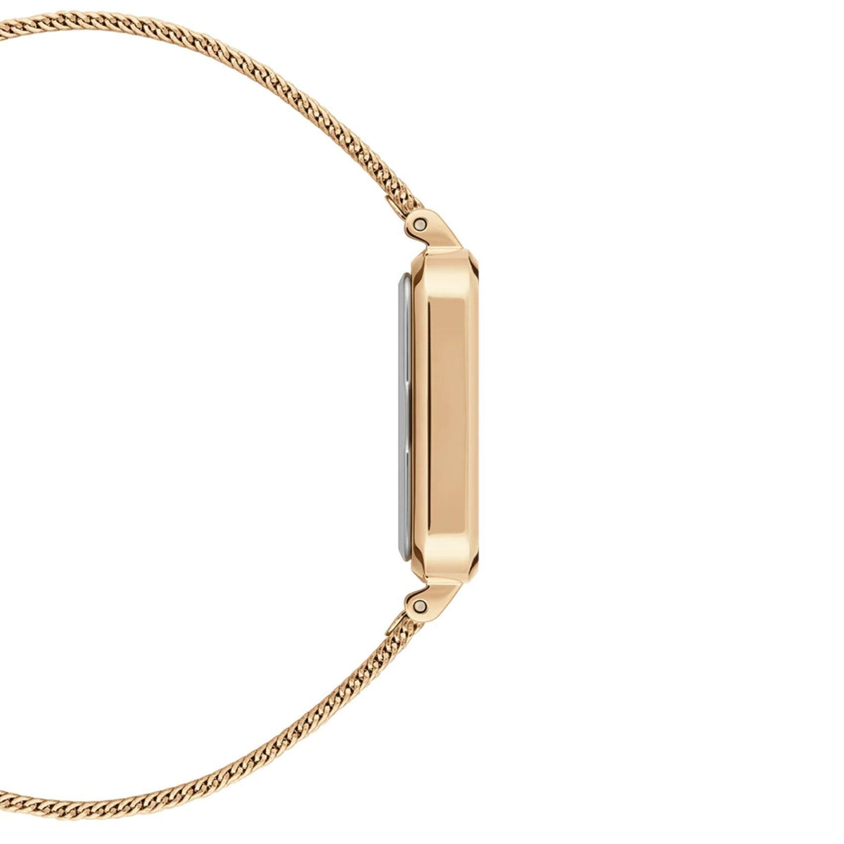 Ρολόι Daniel Wellington Quadro Evergold DW00100556 με χρυσό ατσάλινο μπρασελέ, άσπρο καντραν, μηχανισμό μπαταρίας και τετράγωνο σχήμα διάβροχο στις 3ΑΤΜ-30Μ.