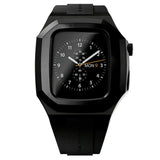 Θήκη smartwatch daniel wellington dw01200003 συμβατή με Apple Watch Series 6, 5, 4 και Apple Watch SE σε μαύρο χρώμα με με μαύρο καουτσούκ λουράκι και τετράγωνο σχήμα. 