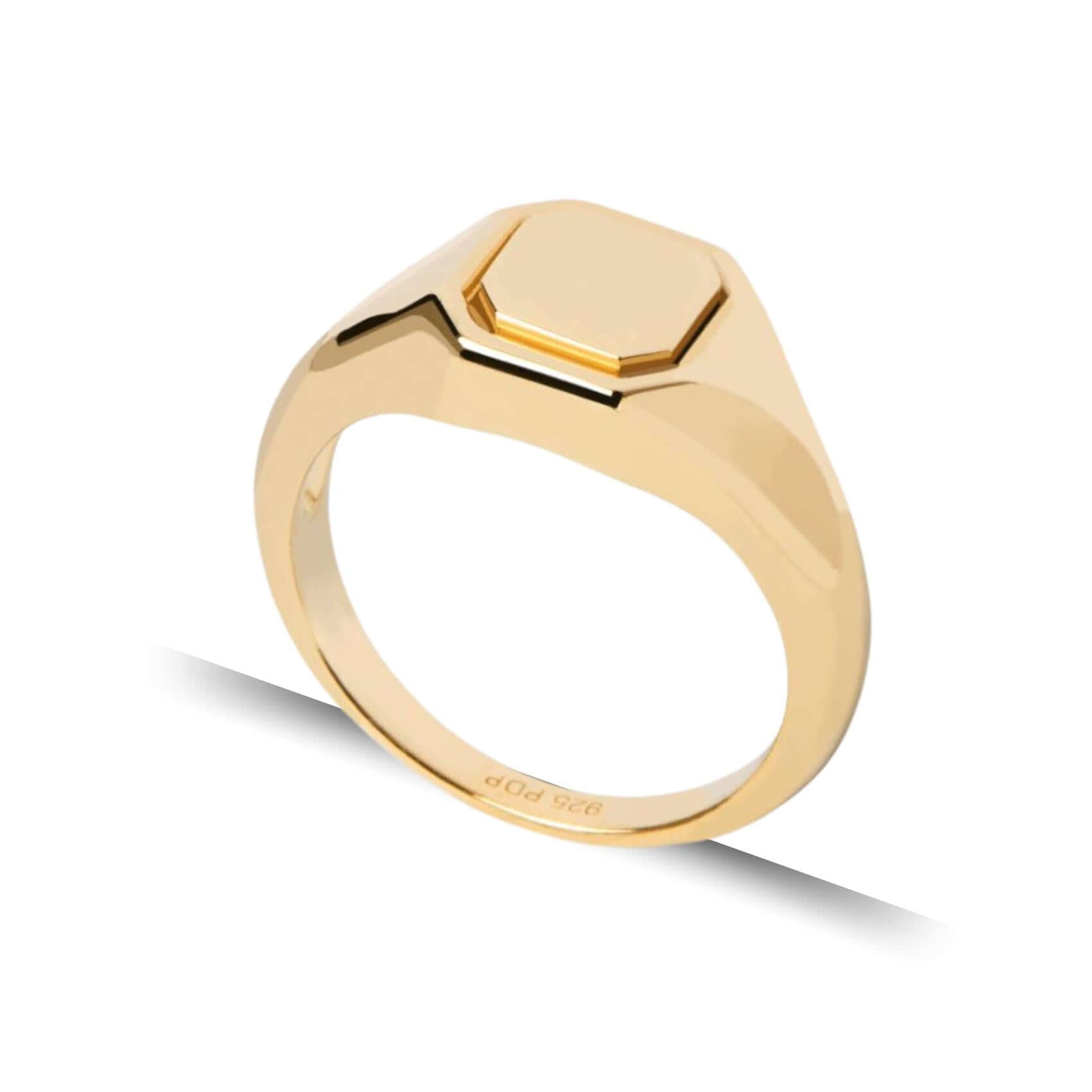 Γυναικείο δαχτυλίδι PDPAOLA Essentials Octet Stamp Gold AN01-627-10 με οκτάγωνο σχέδιο από ασήμι 925 επιχρυσωμένο με χρυσό 18 καρατίων.