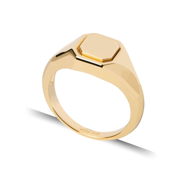 Γυναικείο δαχτυλίδι PDPAOLA Essentials Octet Stamp Gold AN01-627-10 με οκτάγωνο σχέδιο από ασήμι 925 επιχρυσωμένο με χρυσό 18 καρατίων.