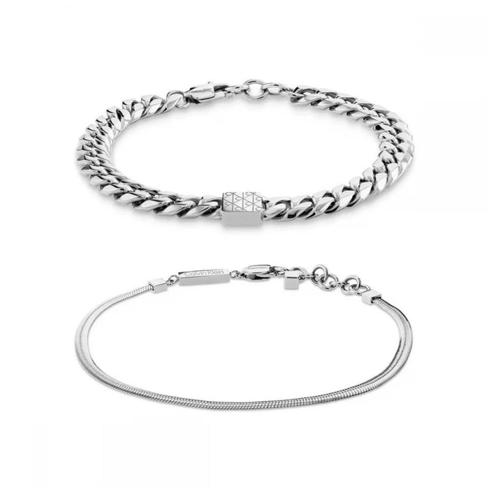 Διπλό ανδρικό βραχιόλι Calvin Klein 35100091 από ατσάλι σε ασημί χρώμα με μέγιστο μήκος 19.5cm.