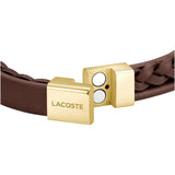 Διπλό βραχιόλι Lacoste 2040317 δερμάτινο καφέ με χρυσές λεπτομέρειες.