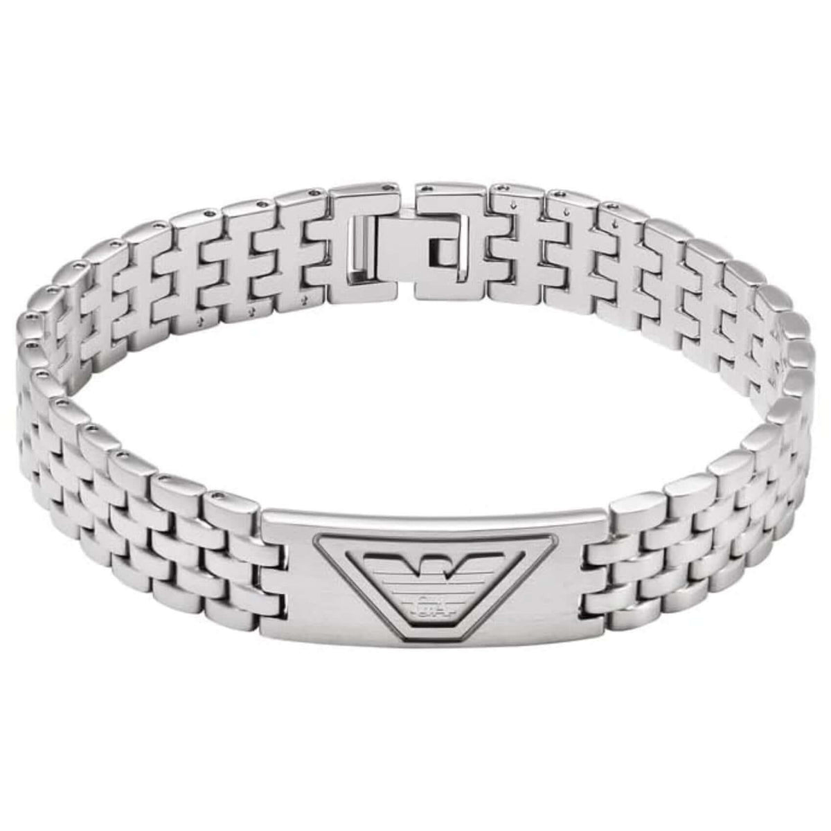 Ανδρικό βραχιόλι Emporio Armani EGS3126040 χειροπέδα από ανοξείδωτο ατσάλι σε ασημί χρώμα.