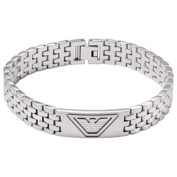 Ανδρικό βραχιόλι Emporio Armani EGS3126040 χειροπέδα από ανοξείδωτο ατσάλι σε ασημί χρώμα.