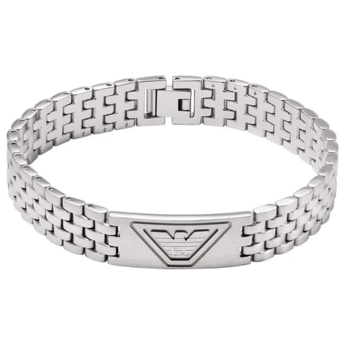Ανδρικό βραχιόλι Emporio Armani EGS3126040 χειροπέδα από ανοξείδωτο ατσάλι σε ασημί χρώμα.