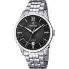 Ρολόι Festina Classics F20425/3 Με Ασημί Μπρασελέ & Μαύρο Καντράν